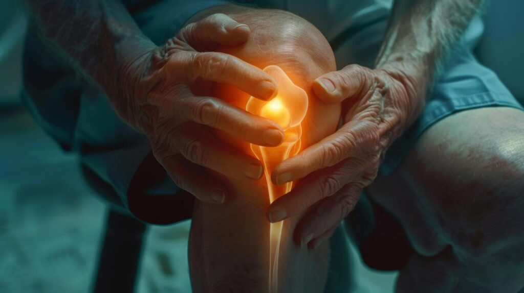 Elderly person holding painful knee 1320745 38185 Elderly person holding painful knee 1320745 38185